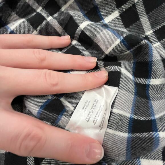 Eddie Bauer Gray‎ Blue Tartan Plaid Mens XL Long Sleeve Button Up Flannel Shirt - Picture 9 of 10